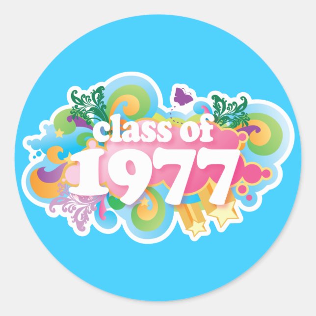 Class of 1977 classic round sticker (Front)