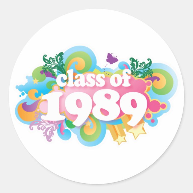 Class of 1989 classic round sticker (Front)