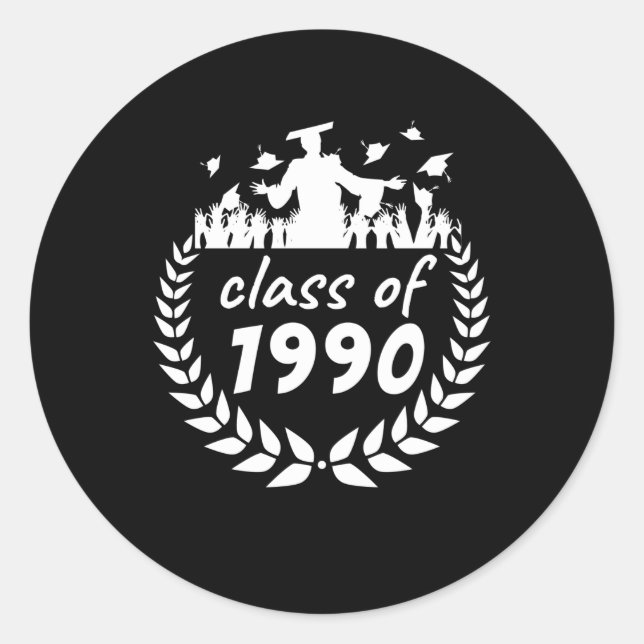 class of 1990 graduation or reunion design by classic round sticker (Front)