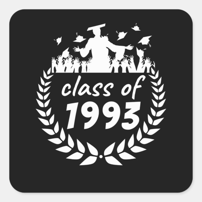 class of 1993 graduation or reunion design by square sticker (Front)