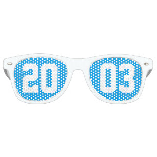 Class of 2003 20th High School Reunion Blue White Retro Sunglasses