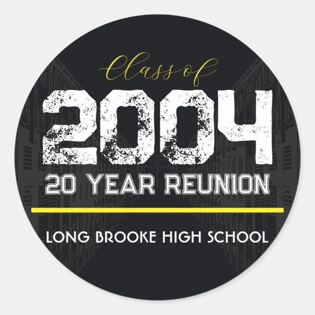 Class of 2004 Year High School Reunion Black  Classic Round Sticker (Front)