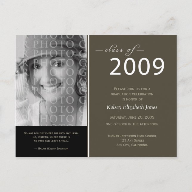 Class of 2009 Graduation Invitation Postcard (Front)
