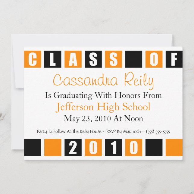 Class Of 2010 Invitation (Black / Orange Boxes) (Front)