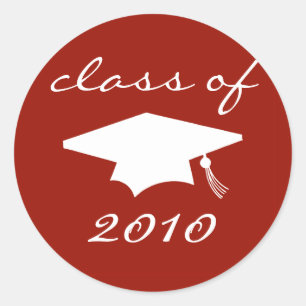 Class Of 2010 Label (Maroon Graduation Cap)