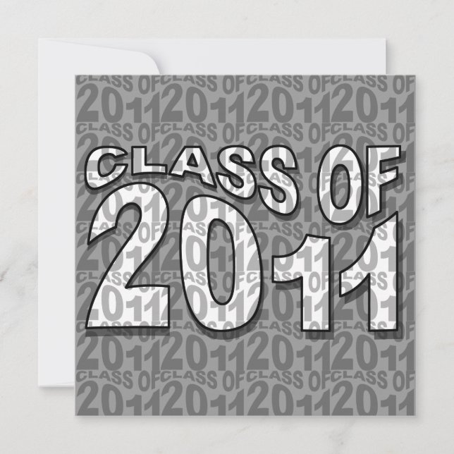 Class Of 2011 Graduation Invitation TXT264 Grey (Front)