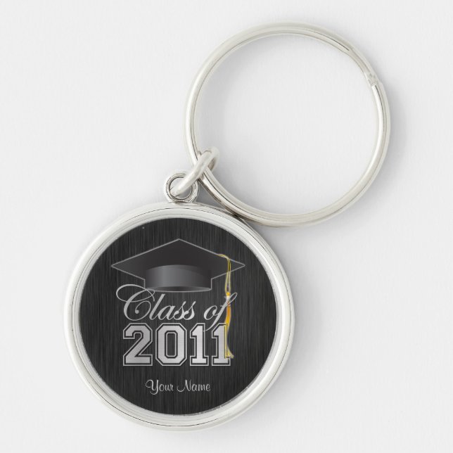 Class of 2011 Graduation Key-Chain (blk & silver) Keychain (Front)