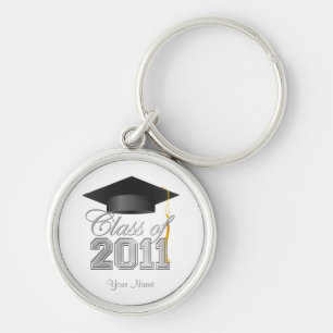 Class of 2011 Graduation Key-Chain -White & silver Keychain