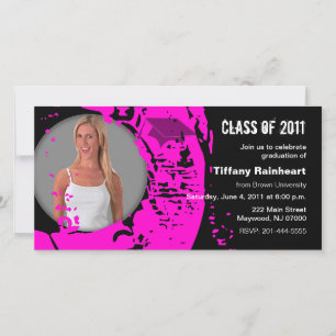 Class of 2011 Graduation Photo Card Neon Pink