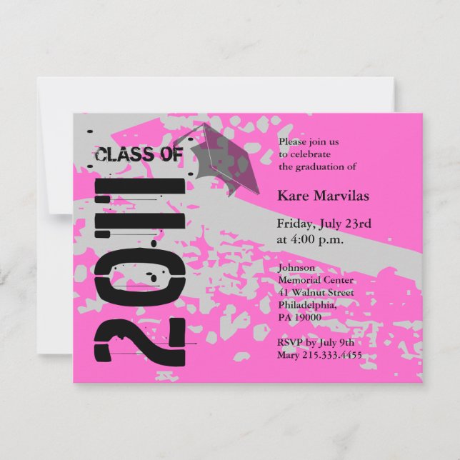 Class of 2011 Invitation ABP231 Pink Abstract (Front)