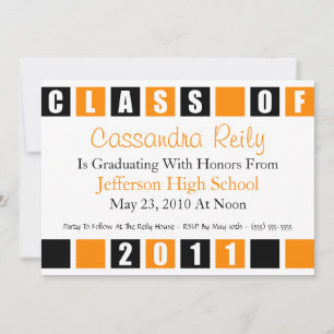 Class Of 2011 Invitation (Black / Orange Boxes)
