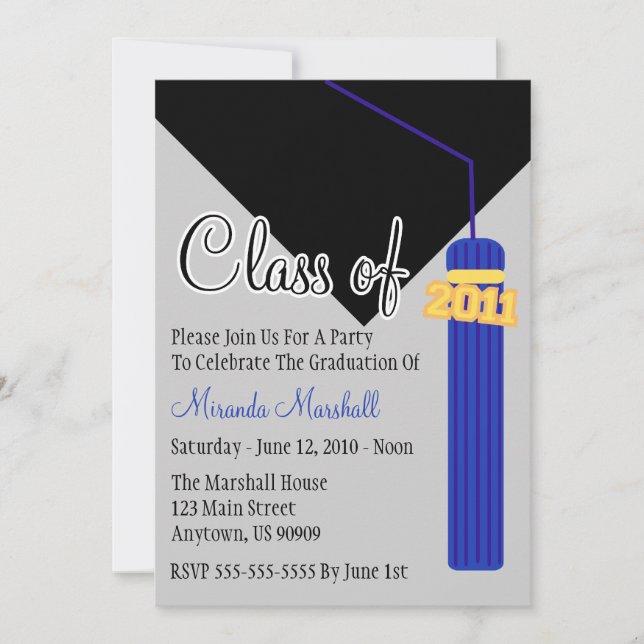 Class Of 2011 Tassel Graduation Invitation (Blue) (Front)