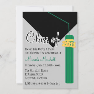 Class Of 2011 Tassel Graduation Invitation (Green)