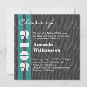 Class of 2012 Aqua Grey Zebra Change to Any Year Announcement