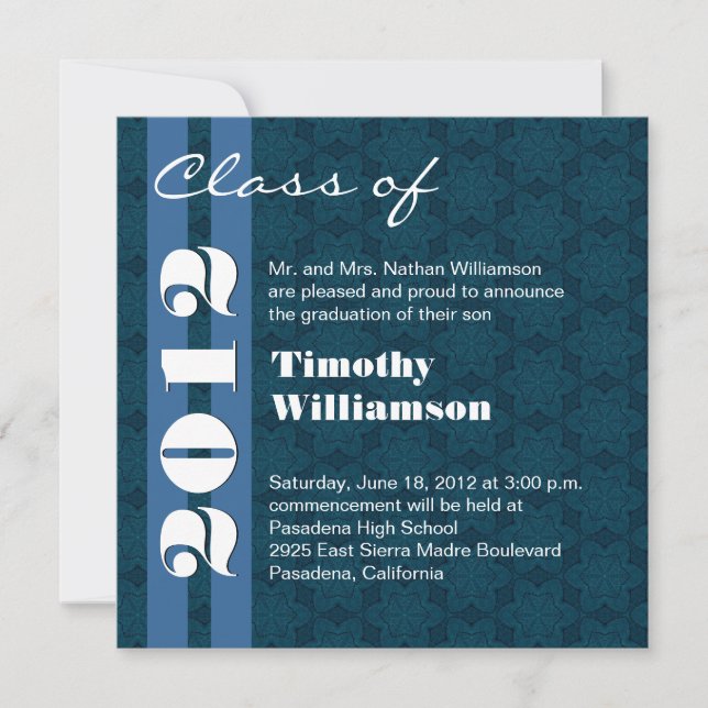 Class of 2012 Blue and White Change to Any Year Announcement (Front)