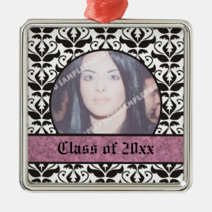 Class of 2012 Grad Graduation damask photo Metal Ornament