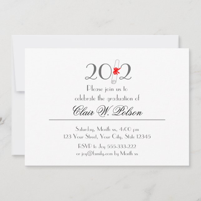 Class of 2012 Graduation Celebration Invitation (Front)