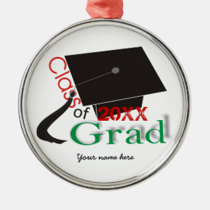 Class of 2012 green Grad Graduation cap Metal Ornament