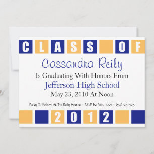 Class Of 2012 Invitation (Blue / Gold Boxes)
