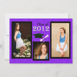 Class of 2012 Purple Damask Graduation Invitation