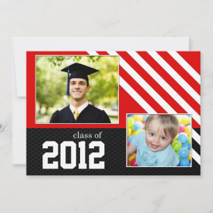 Class of 2012 Red Black and White Graduation Invitation