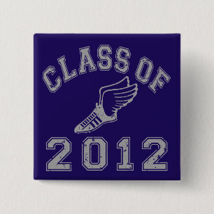 Class Of 2012 Track & Field Grey 2 Inch Square Button