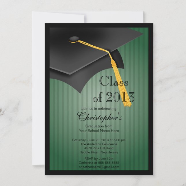 Class of 2013 Black Grad Cap Graduation Party Invitation (Front)