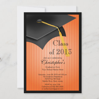 Class of 2013 Black Grad Cap Graduation Party Invitation