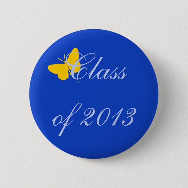 Class of 2013 - Blue and Gold Butterfly 2 Inch Round Button (Front)