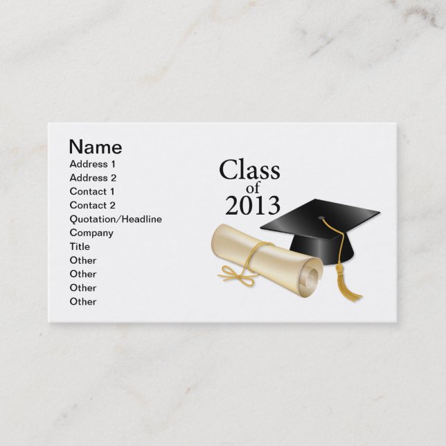 Class of 2013 calling card (Front)