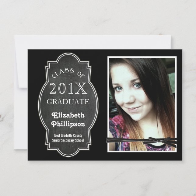 Class of 2013 Chalkboard Plaque with Photo Invitation (Front)