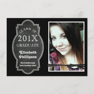 Class of 2013 Chalkboard Plaque with Photo Invitation