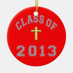 Class Of 2013 Christian Cross - Grey 2 Ceramic Ornament