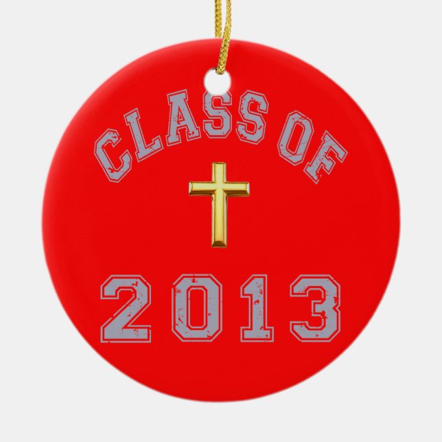 Class Of 2013 Christian Cross - Grey 2 Ceramic Ornament (Front)