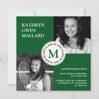 Class of 2013 graduation announcement forest green