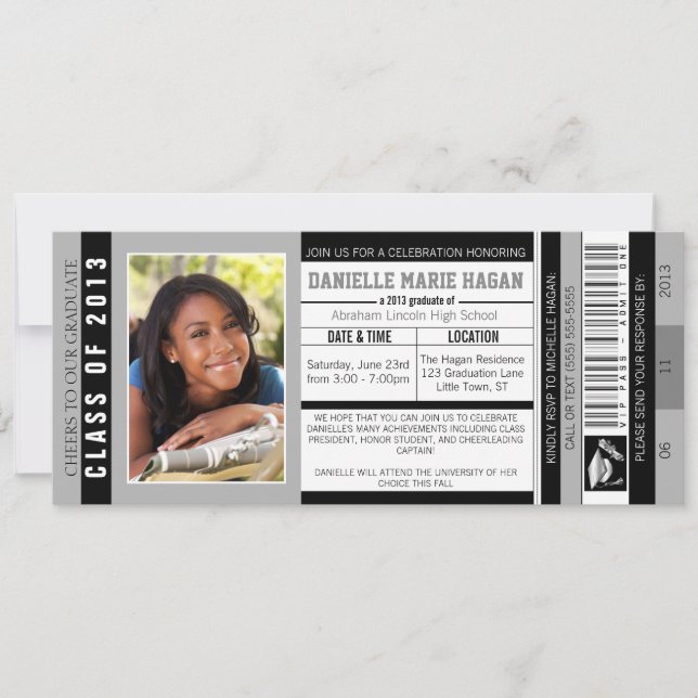 Class of 2013 Graduation VIP Admission Ticket Invitation (Front)