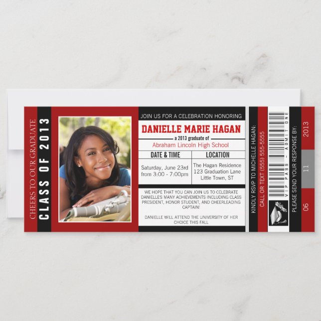 Class of 2013 Graduation VIP Admission Ticket Invitation (Front)