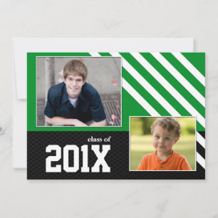 Class of 2013 Green Black and White Graduation Invitation