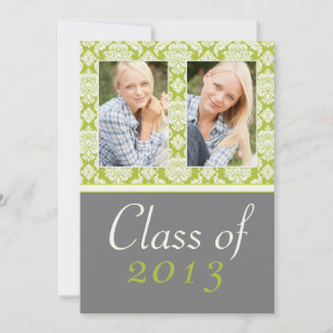 Class of 2013 Green Damask Graduation Invitation