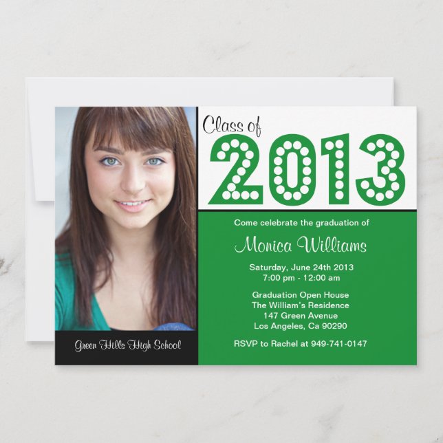 Class of 2013 Green Graduation Party Invitations (Front)