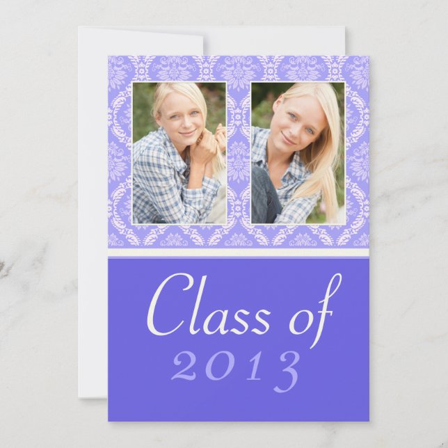 Class of 2013 Purple Damask Graduation Invitation (Front)