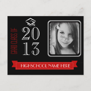 Class of 2013 Red and Black Photo Grad Invitation