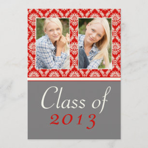 Class of 2013 Red Damask Graduation Invitation