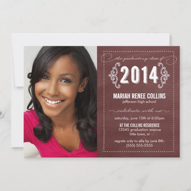 Class of 2014 Chalkboard Graduation Photo Invite (Front)