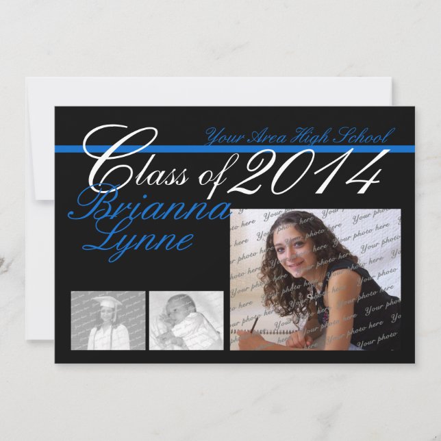 Class of 2014 Colour Change Tri Photo Invitation (Front)
