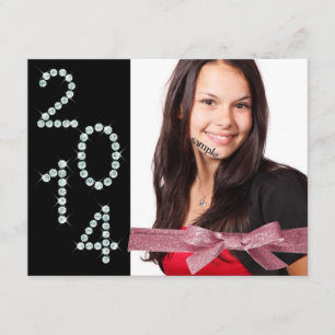 Class of 2014 Girl Grad Bling Pink Ribbon Invitation