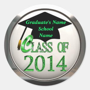 Class Of 2014 Green Graduation Stickers