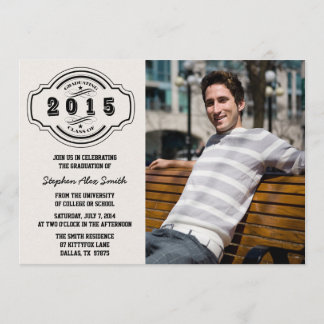 Class of 2015 grey black photo graduation party invitation
