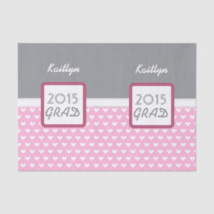 Class of 2015 or ANY YEAR Custom Name Grey Pink A1 Tissue Paper
