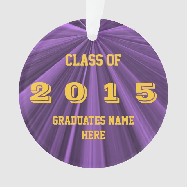 Class of 2015 Purple and Gold Round Ornament (Front)